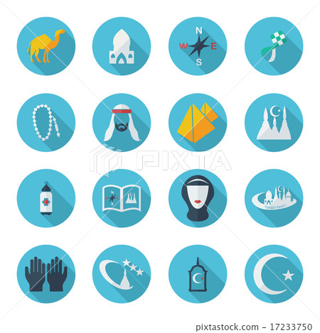 Flat concept, set modern design with shadow Ramadan icons 17233750