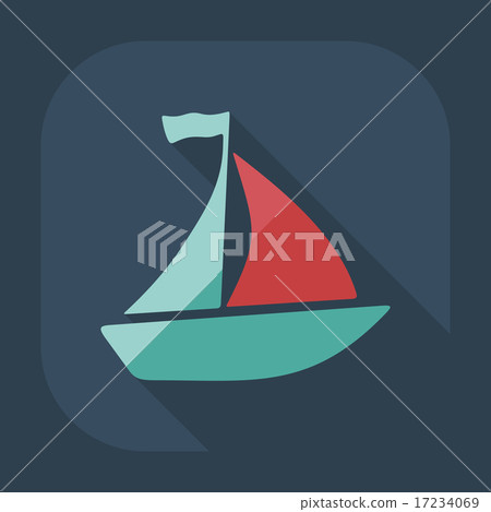 Flat modern design with shadow icon sailing ship - Stock Illustration ...