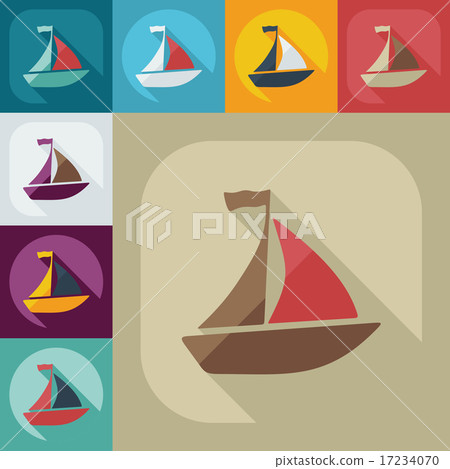 Flat modern design with shadow icon sailing ship - Stock Illustration ...