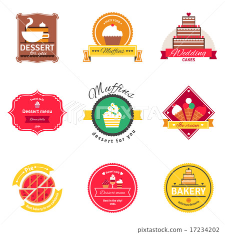 Confectionery And Bakery Flat Emblems Set - Stock Illustration ...