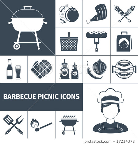 Barbecue picnic black icons set - Stock Illustration [17234378] - PIXTA