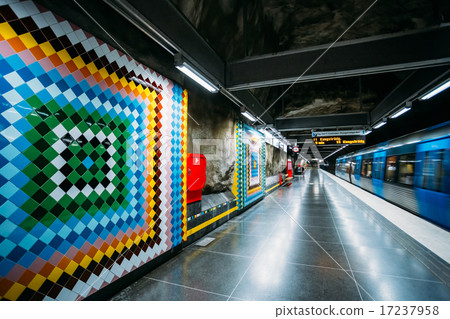 Stockholm Metro Train Station in Blue colors, Sweden 17237958