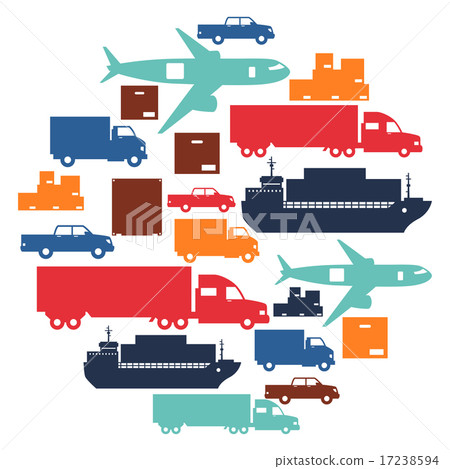 Freight cargo transport icons background in... - Stock Illustration ...