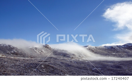 Clouds are flying over the snow mountain 17240407