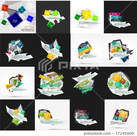 Set of light, paper design option infographic banner templates 17240809