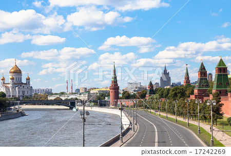 The Kremlin Embankment of Moskva River in summer The Kremlin Embankment of Moskva River in summer 17242269