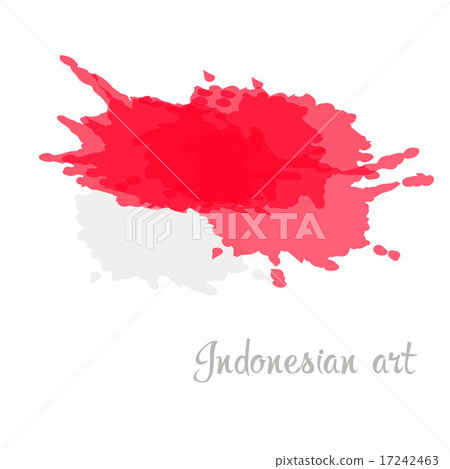 Indonesian flag painted by brush hand paints. Art flag. 17242463
