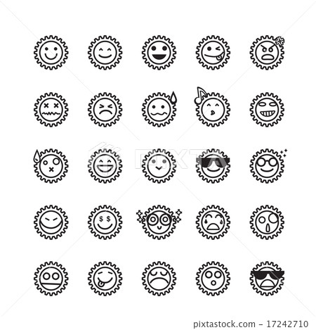 Collection of difference emoticon icon of gear Collection of difference emoticon icon of gear 17242710