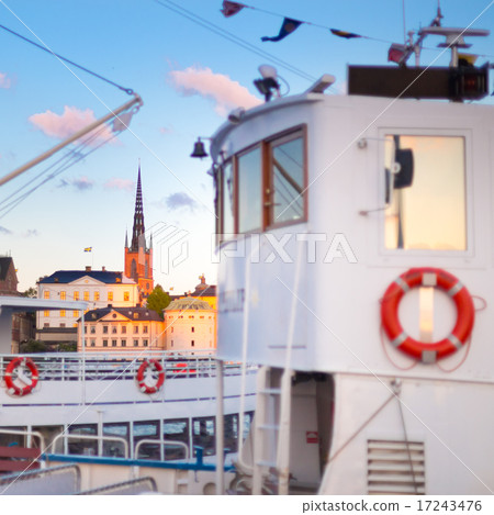 Traditional ferry steamer in Gamla stan, Stockholm, Sweden. 17243476