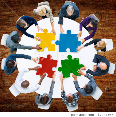 Business People Jigsaw Puzzle Collaboration Team Concept 17244367