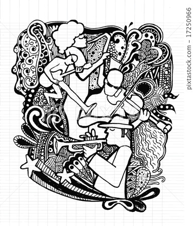 Hand drawing Doodles musicians with ornamental Hand drawing Doodles musicians with ornamental 17250966