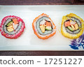 delicious sushi served  wooden table 17251227