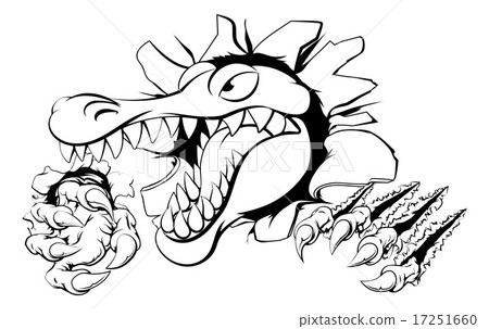 Alligator or crocodile smashing through wall 17251660