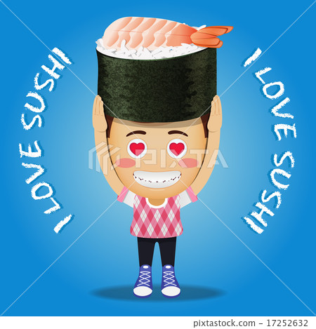 happy man carrying big sushi roll happy man carrying big sushi roll 17252632