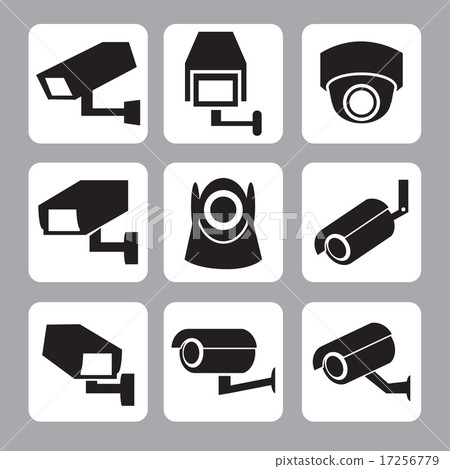 Collection of CCTV and security camera vector icon 17256779