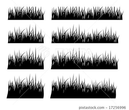 Set of black silhouette grass in different height 17256996