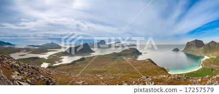 fjord on Lofoten islands with typical fishing hut 17257579