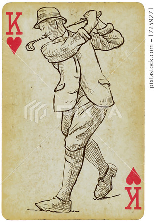 Card - Vintage Golfer, an Man. Freehand drawing. Card - Vintage Golfer, an Man. Freehand drawing. 17259271
