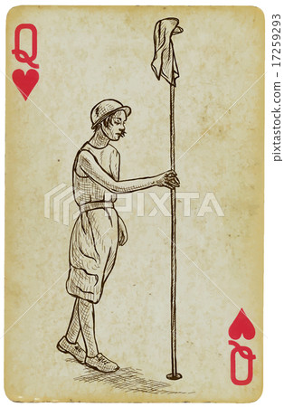 Card - Vintage Golfer, an Woman. Freehand drawing. Card - Vintage Golfer, an Woman. Freehand drawing. 17259293