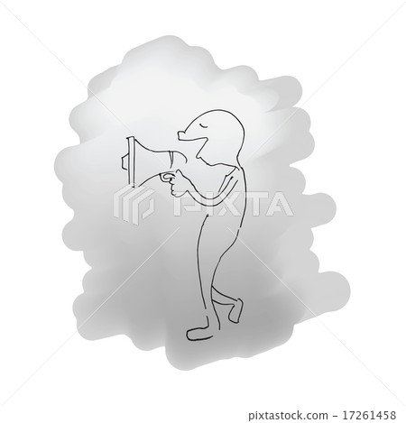 Man with magaphone walking 17261458