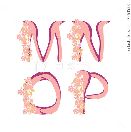 spring alphabet with flowers letters M,N,O,P, spring alphabet with flowers letters M,N,O,P, 17263538