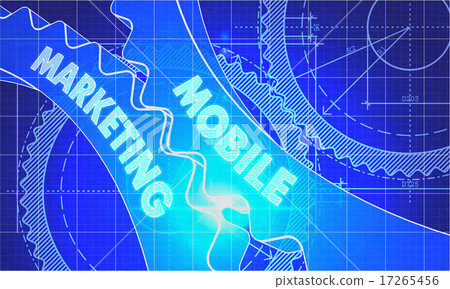 Mobile Marketing Concept. Blueprint of Gears. 17265456