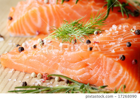 Raw salmon on cutting board 17268090