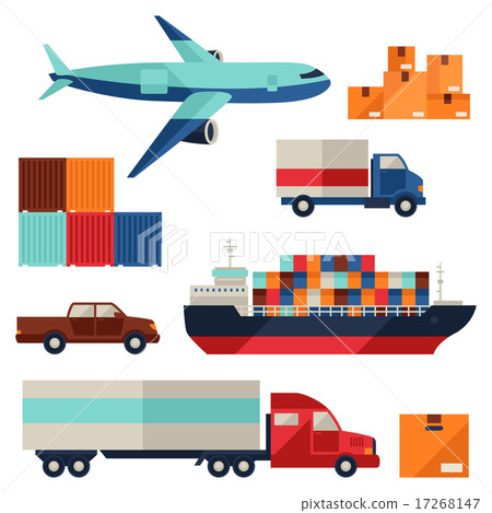 Freight cargo transport icons set in flat design style 17268147