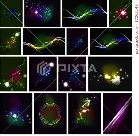 Glowing lines in the dark space, set of abstract backgrounds 17268148