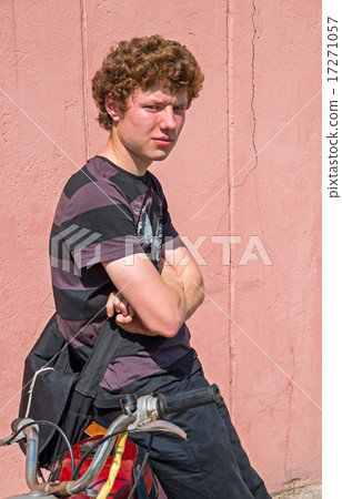 Student standing moped Student standing moped 17271057