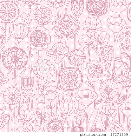 vector seamless pink floral pattern - Stock Illustration [17271399] - PIXTA