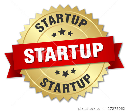 startup 3d gold badge with red ribbon startup 3d gold badge with red ribbon 17272062