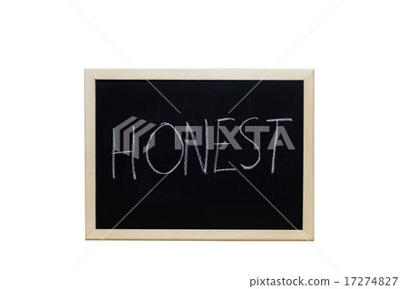 HONEST written with white chalk on blackboard. HONEST written with white chalk on blackboard. 17274827