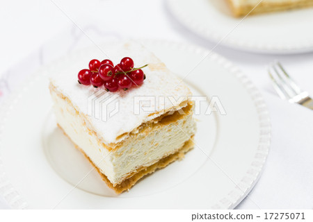 Cream Pie on White Plate 17275071
