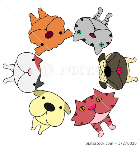 Fisheye Lens Wind Dog Cat Face Up Yen Stock Illustration