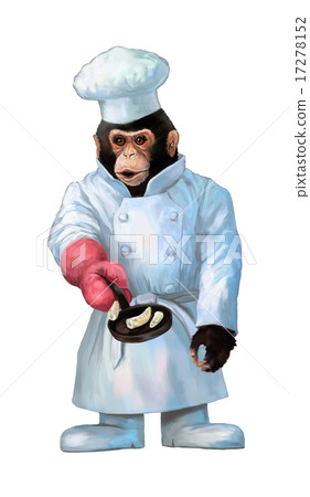 Cook chimpanzees cook bananas in a frying pan 17278152