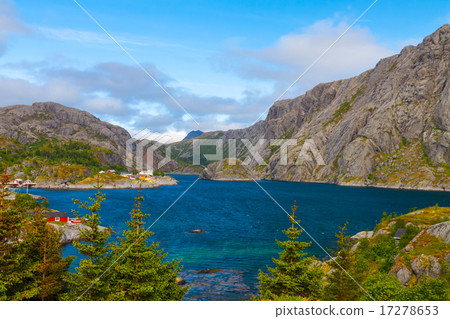 scenic view of fjord, mountains, Norway, Lofoten scenic view of fjord, mountains, Norway, Lofoten 17278653