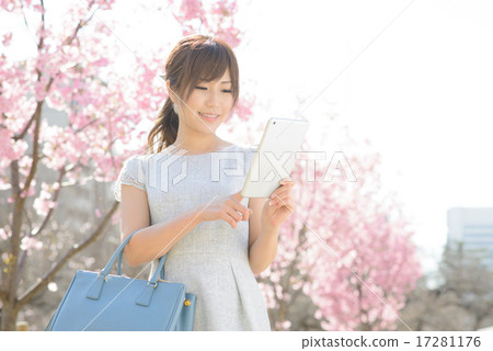 Young lady · cherry tree Young lady · cherry tree 17281176