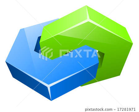 Two color connected hexagons concept vector icon. - Stock Illustration ...