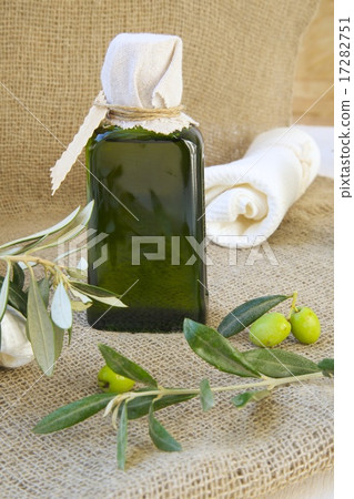 A bottle of extra virgin olive oil. A bottle of extra virgin olive oil. 17282751