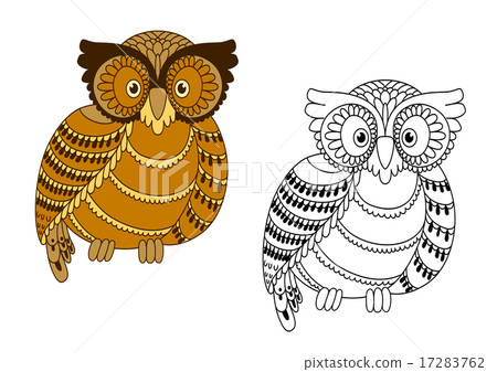 Colorful and outline doodle owl Colorful and outline doodle owl 17283762