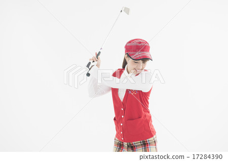 打高爾夫球的少婦 打高爾夫球的少婦 17284390