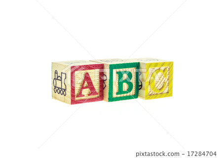 Close up ABC colorful alphabet blocks isolated on white 17284704