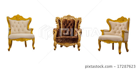 Old vintage leather classic armchair on white Old vintage leather classic armchair on white 17287623