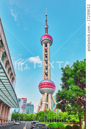 Oriental Pearl Tower on blue sky Oriental Pearl Tower on blue sky 17289012