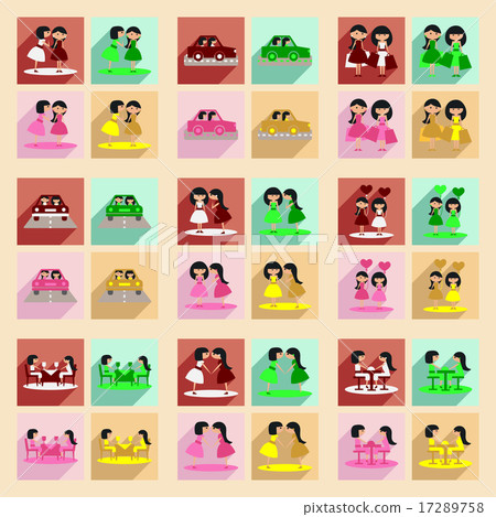 Flat with shadow concept and mobile application sisters 17289758