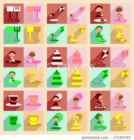 Flat with shadow concept and mobile application Kids toys Flat with shadow concept and mobile application Kids toys 17289785