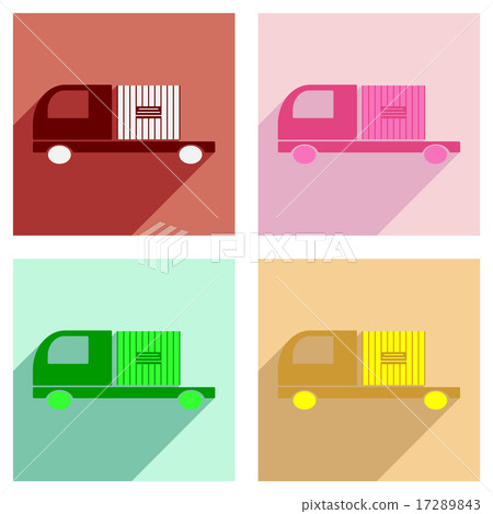 Flat with shadow concept and mobile application car freight logistics Flat with shadow concept and mobile application car freight logistics 17289843