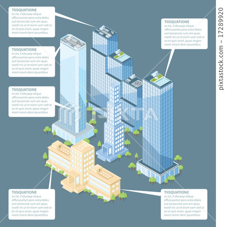Vector 3d Flat Isometric Office Building - Stock Illustration [17289920 ...