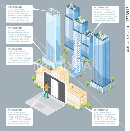 Vector 3d Flat Isometric Office Building - Stock Illustration [17289924 ...